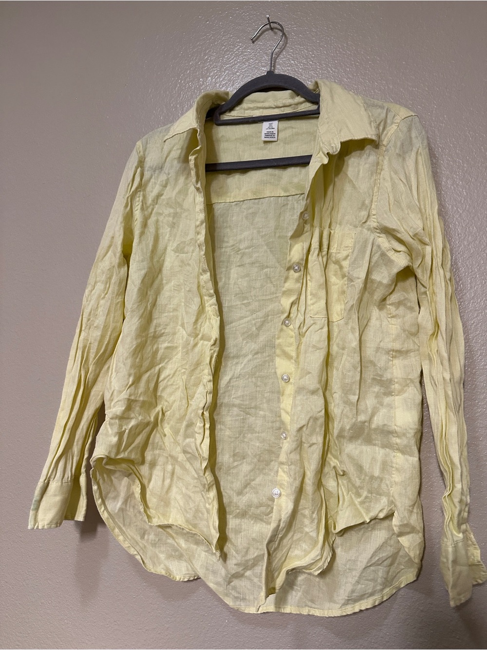 H&M Light Yellow Linen Button-Up Shirt